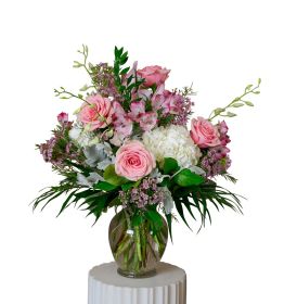Pink and White Funeral Vase