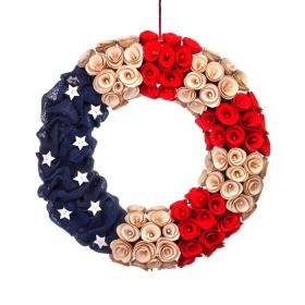 18" Wood and Burlap Independence Wreath