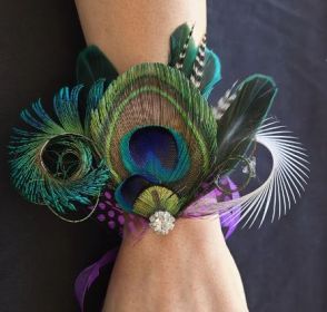 Peacock Feather Corsage