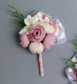 Peony Party Silk Boutonniere - Pink