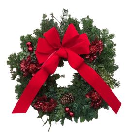 Red Shimmer Fresh Holiday Wreath