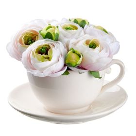 Silk Ranunculus in Teacup