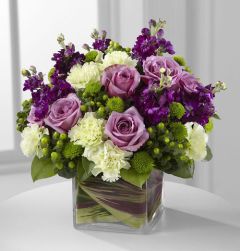 Sophisticated Vase Arrangement in Purple and White Large