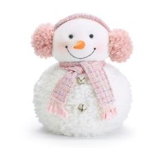 Pink earmuffs snowman