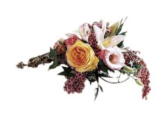 Sweetly Rest Casket Adornment with yellow roses and stargazer lilies