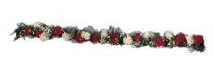Embellishment funeral hinge spray of red and white carnations