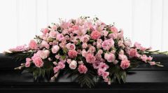 Assorted pink flower casket spray for funeral