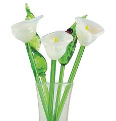 White Calla Lily Glass Flowers in vase