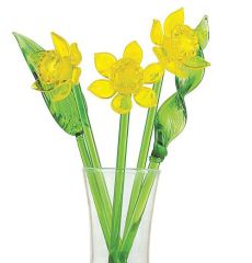 Yellow Daffodil Glass Flowers in vase