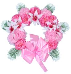 Pink silk outdoor memorial wreath
