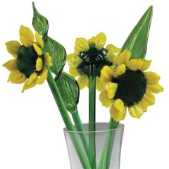 Glass sunflowers stems with glass greenery