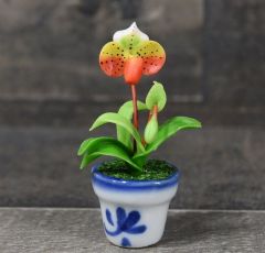 Handmade Mini Lady Slipper Orchid in Pot