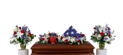 3 piece patriotic cremation funeral package with full S shaped garland