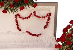 Red rose rosary funeral flowers