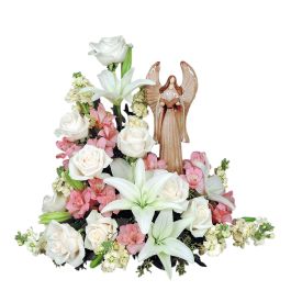 Mothers Day Artificial Silk Funeral Flower Small Angel Wreath Floral Tribute