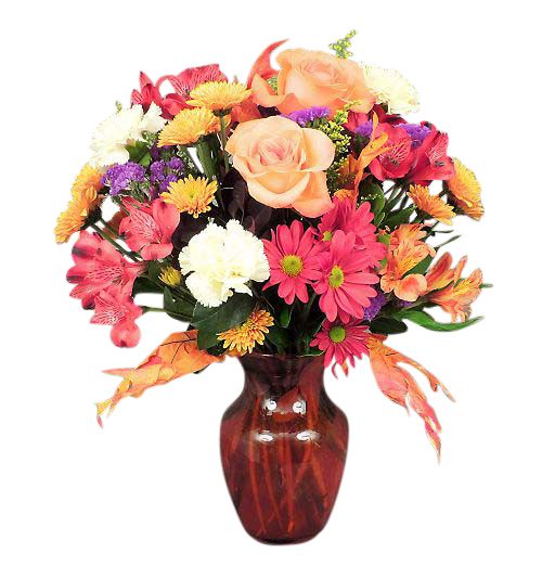 Bright Fall Flowers in Vase Small