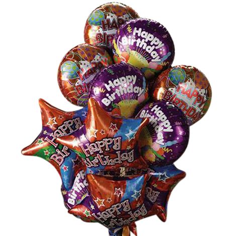 Dozen mylar balloons in a bouquet