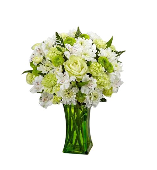 FTD Lime-Licious Bouquet of assorted lime green and white flowers in a green vase Small