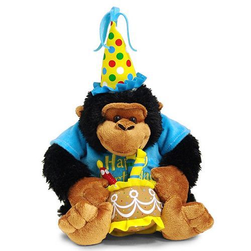 Happy Birthday music monkey holding a cake and sings happy birthday