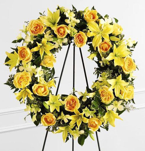 Ring of Friendship funeral flower wreath of all yellow flowers