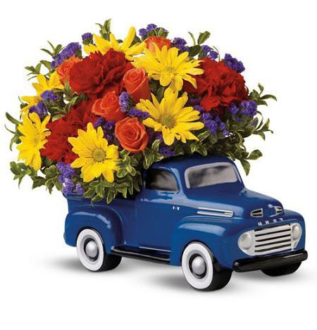 Teleflora Ford Pickup bouquet of bright flowers in a keepsake Ford truck