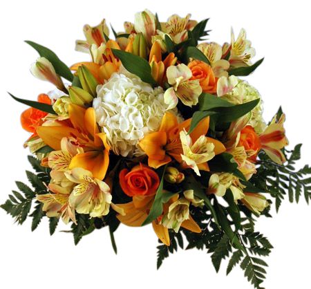 Orange and cream traditional flower bouquet