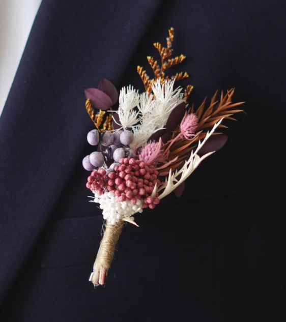 Burning Beauty Dried Flower Corsage