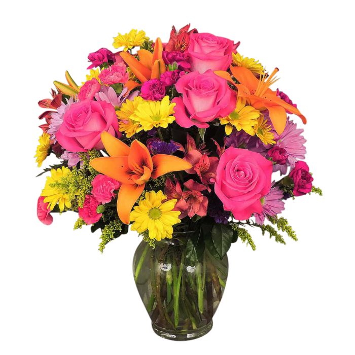Bright flower vase arrangement Large