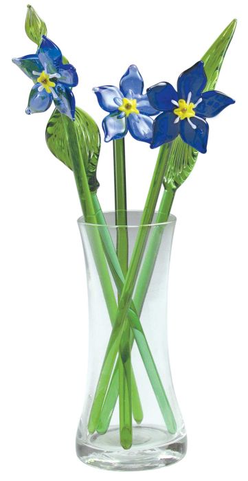 Glass forget me not flowers in vase