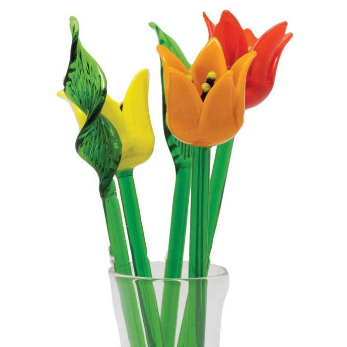 Spring Tulips Glass Flowers in vase