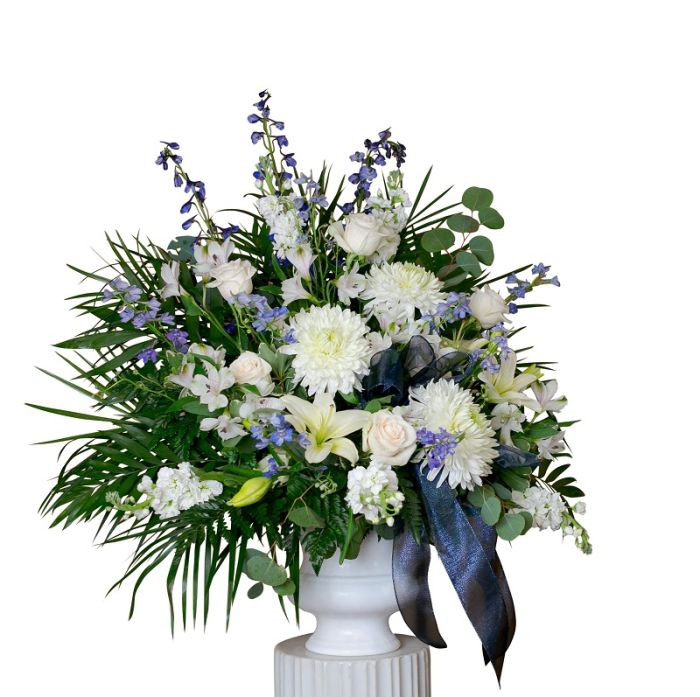Blue and White Funeral Basket