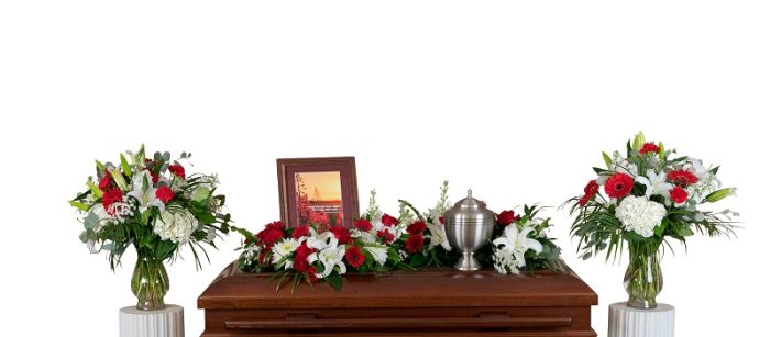 3 Piece Red and White Cremation Package