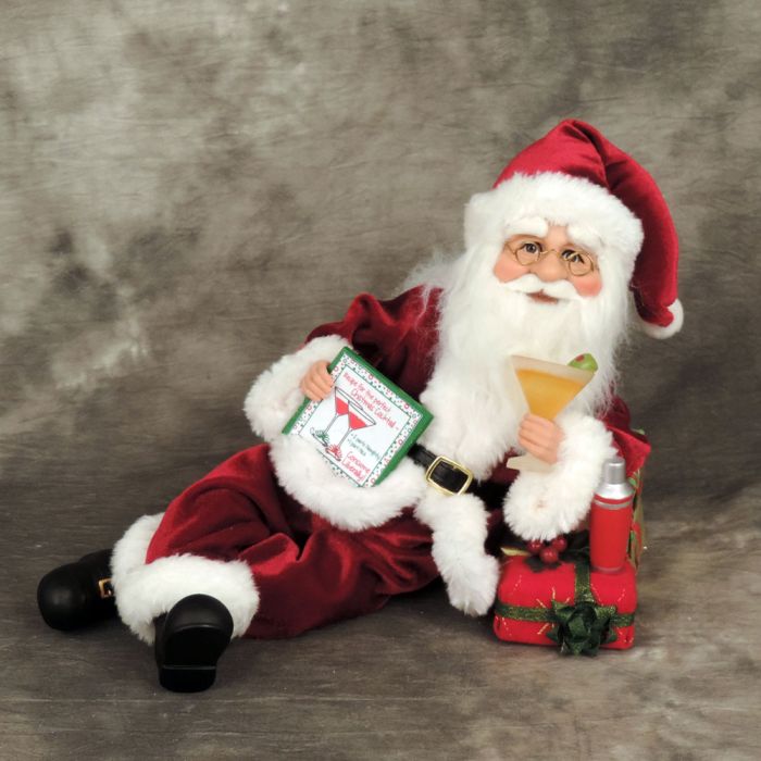 Martini Mixer Santa Claus laying on presents