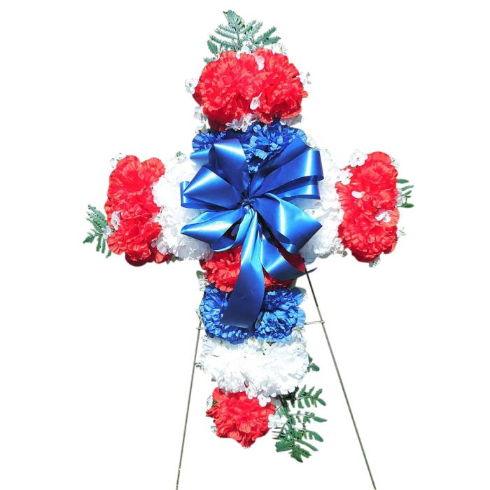 Memorial Day Artificial Flower Cross