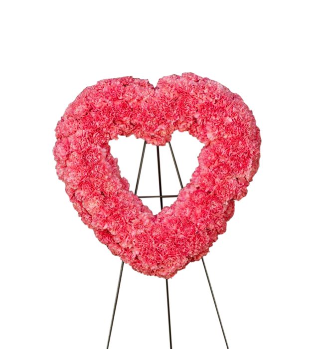 Pink Carnation Heart for funeral service