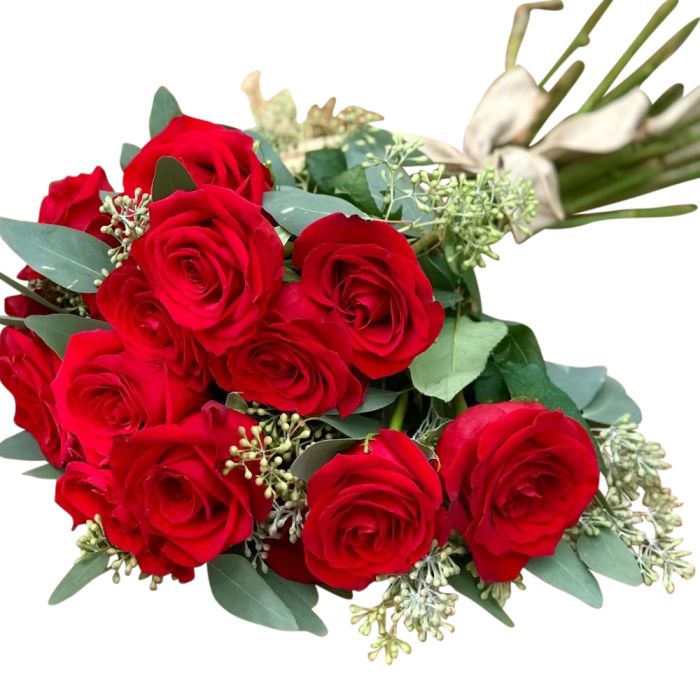 Radiantly Red Bouquet laying down