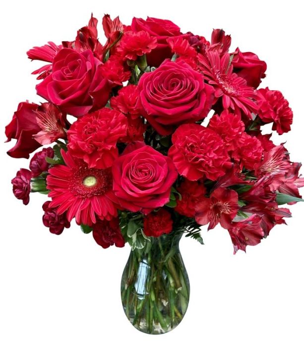 Red Blooms Vase- Premium