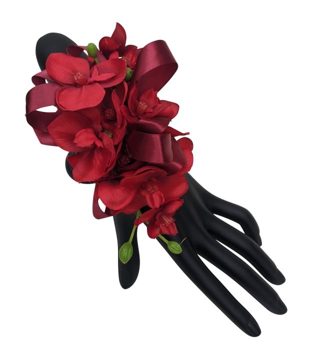 Silk Red Orchid Wristlet Corsage
