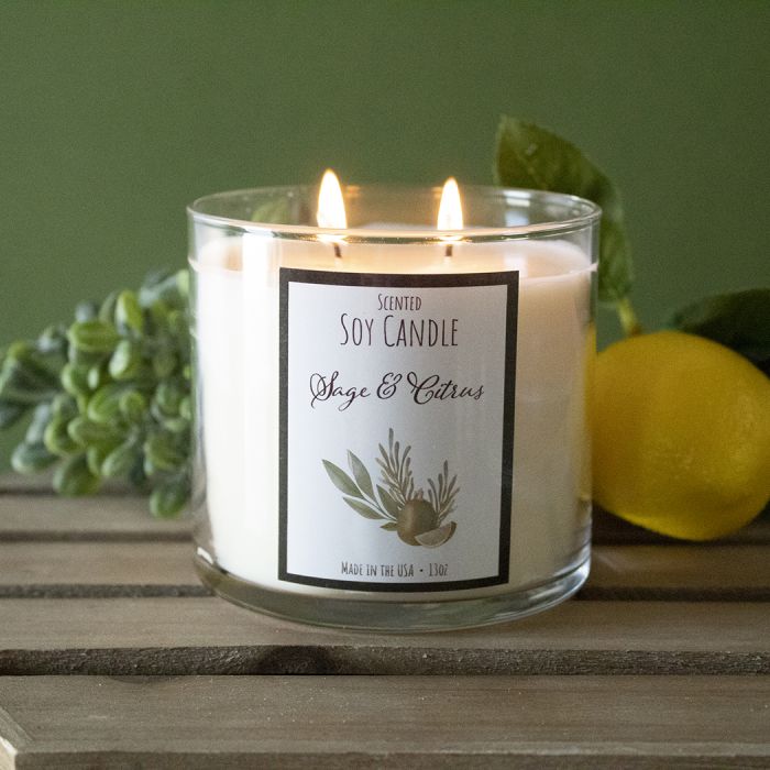 Sage and Citrus Scented Soy Candle