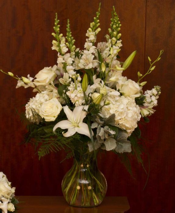 White Elegance Vase of assorted fresh white flowers