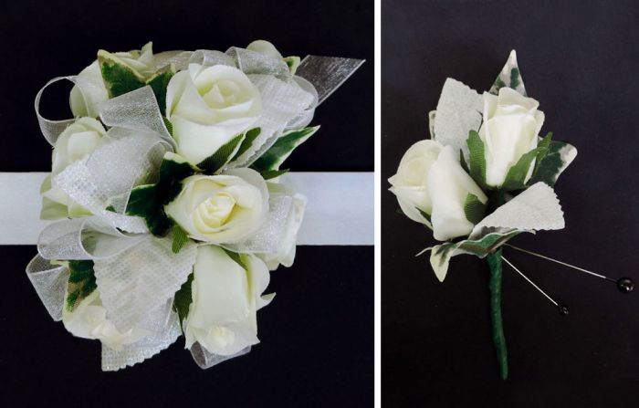 White Silk Flower Prom Package