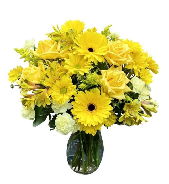Yellow Blooms Vase - Premium